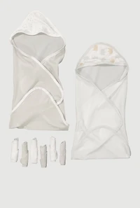 Baby Elephant Print 8 Piece Bath Set, White