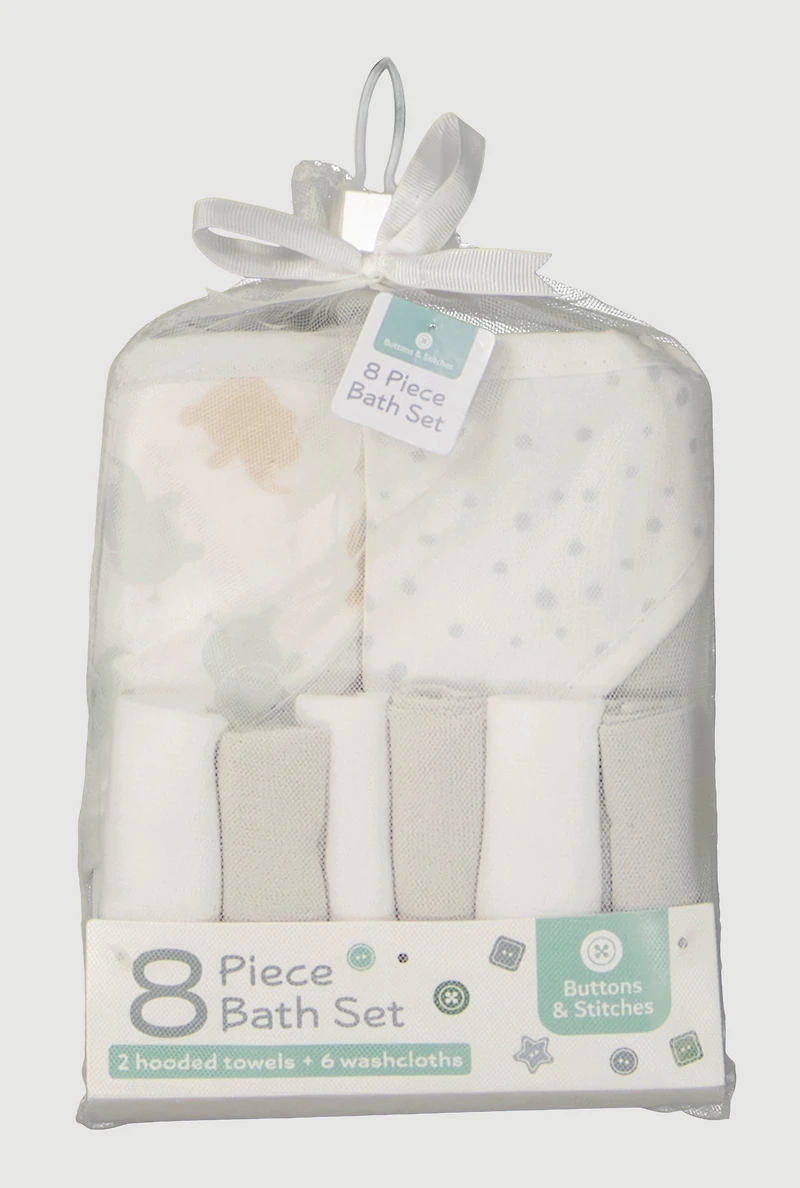 Baby Elephant Print 8 Piece Bath Set