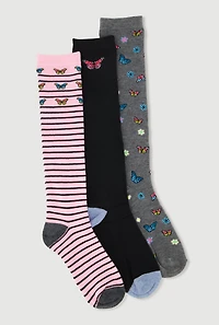 Girls Marled Assorted Knee High Socks 3 Pack