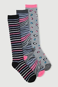 Girls Marled Assorted Knee High Socks 3 Pack,