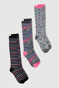 Girls Marled Assorted Knee High Socks 3 Pack,