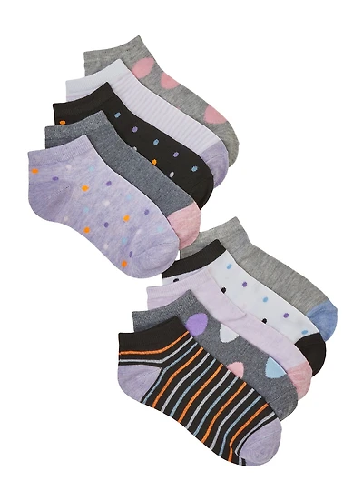Girls Contrast Striped Socks 10 Pack