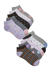 Girls Contrast Striped Socks 10 Pack