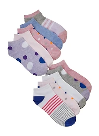 Girls Contrast Striped Socks 10 Pack, Multi