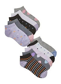 Girls Striped Patterned Socks 10 Pack