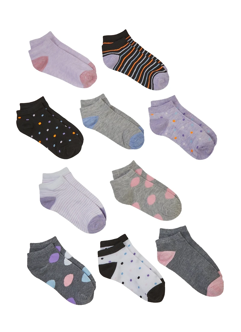Girls Striped Patterned Socks 10 Pack