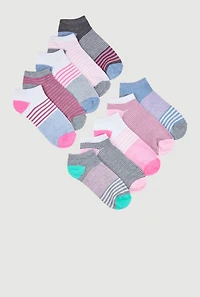 Girls Assorted Pattern Ankle Socks 10 Pack