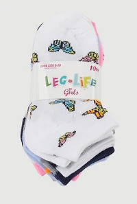 Toddler Girls Printed Pattern Ankle Socks 10 Pack