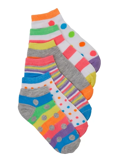 Little Girls 6 Pack Assorted Ankle Socks