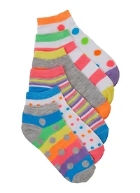 Little Girls 6 Pack Assorted Ankle Socks