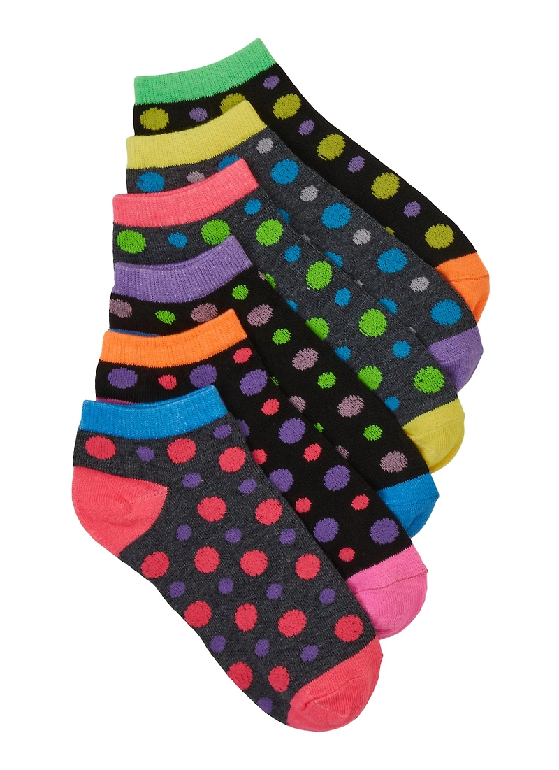 Little Girls 6 Pack Assorted Ankle Socks