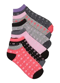 Girls 6 Pack Assorted Print Ankle Socks