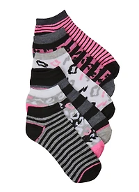 Girls 6 Pack Assorted Print Ankle Socks