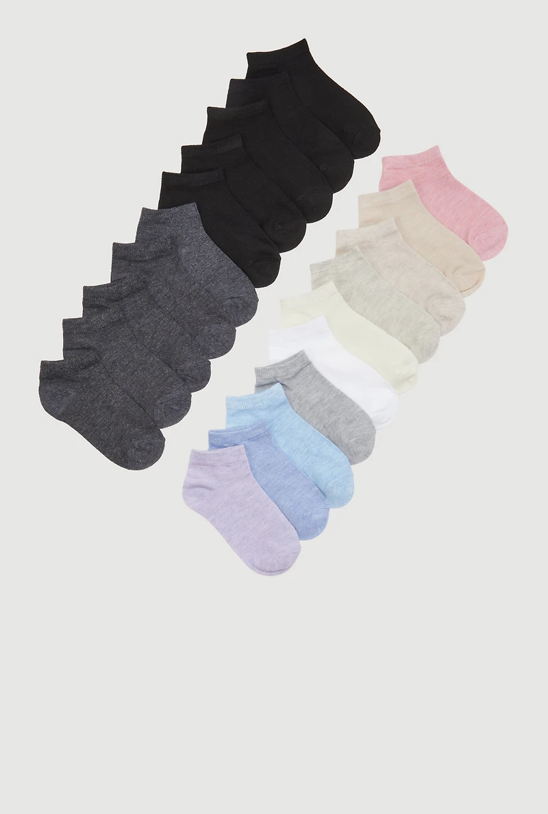 Toddler Girls Assorted Marled Ankle Socks 20 Pack, Multi