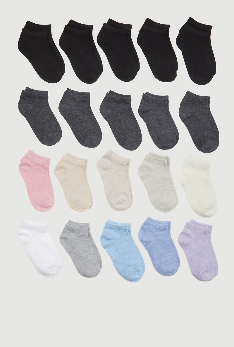 Toddler Girls Assorted Marled Ankle Socks 20 Pack, Multi
