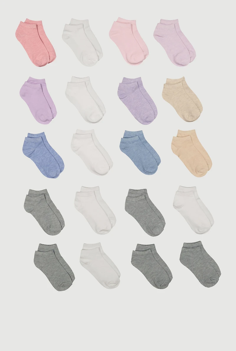 Toddler Girls Assorted Marled Ankle Socks 20 Pack