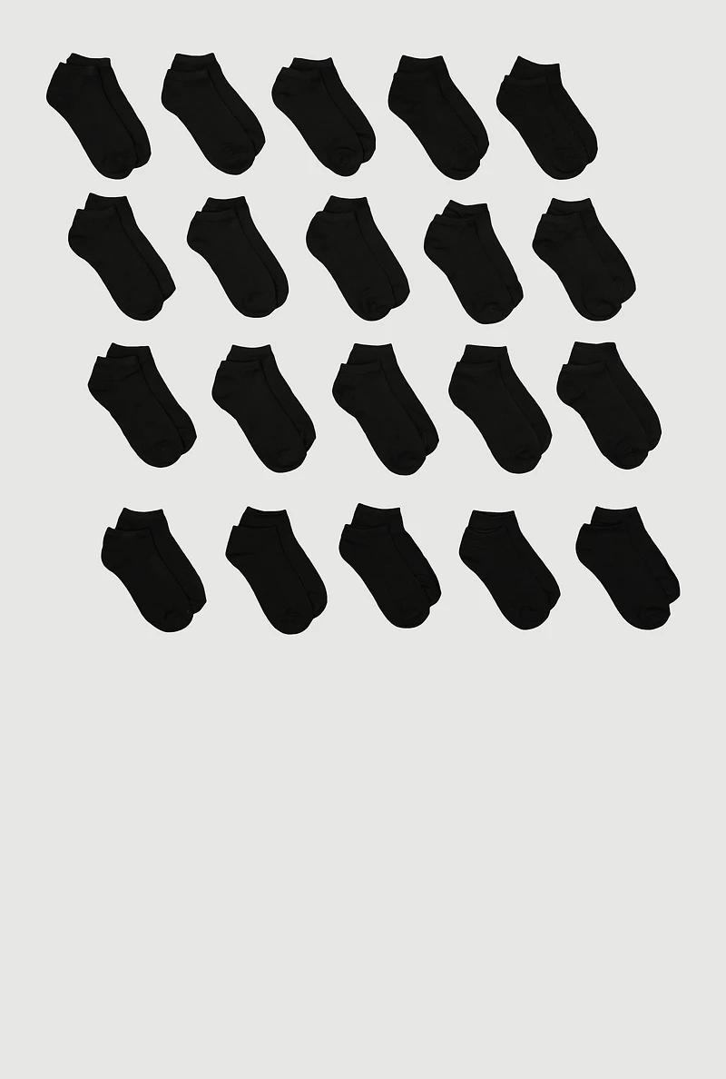 Girls Basic Socks 20 Pack, Black
