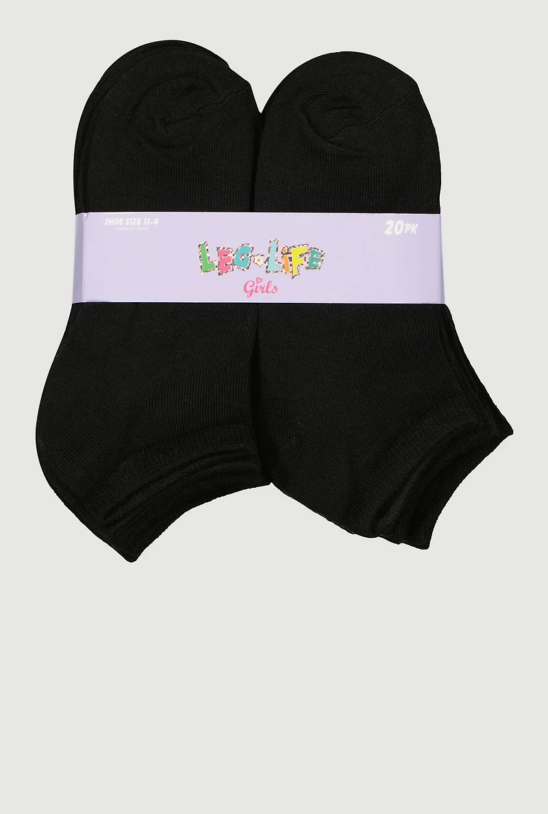 Girls Basic Socks 20 Pack, Black
