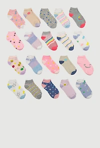 Toddler Girls Assorted Ankle Socks 20 Pack, Multi