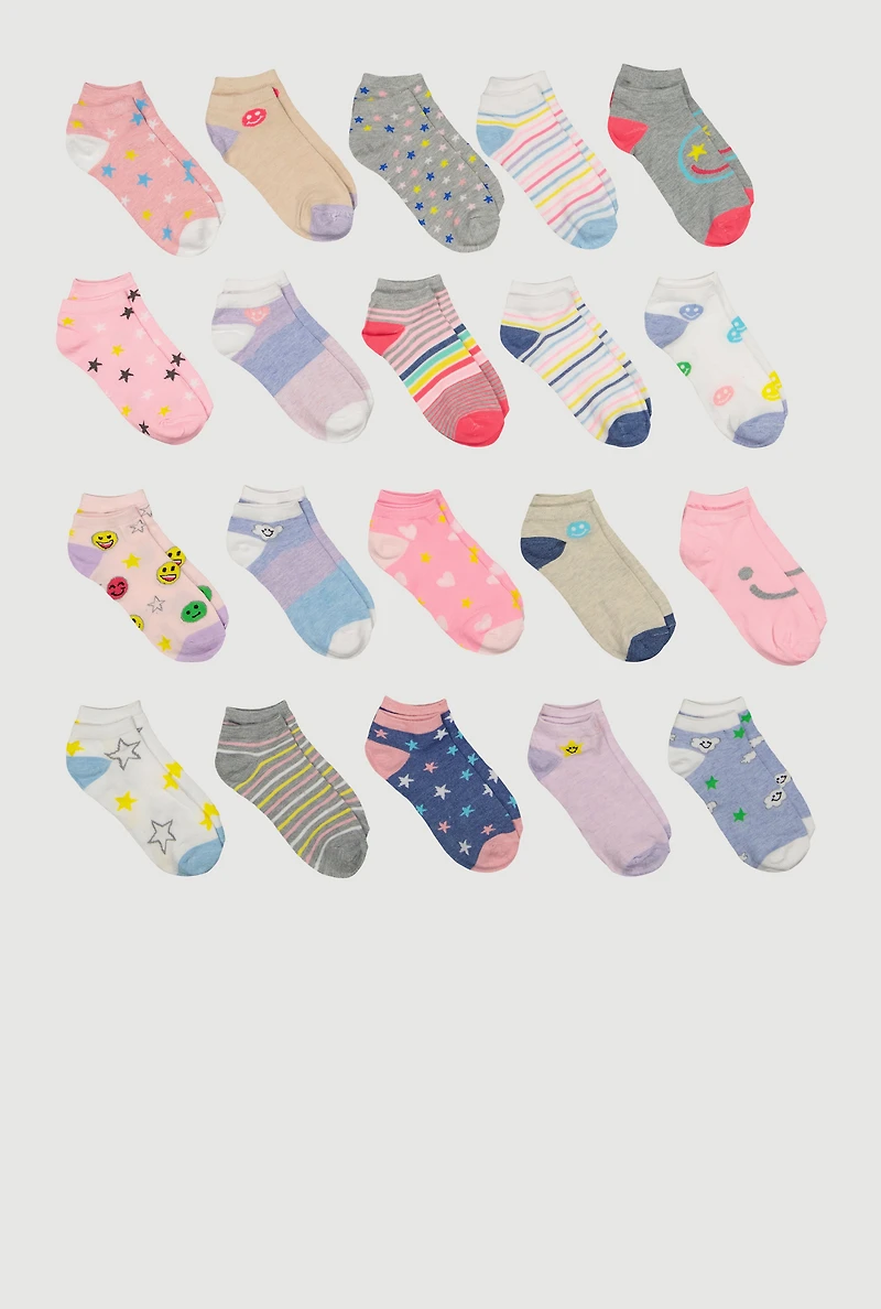 Toddler Girls Assorted Ankle Socks 20 Pack