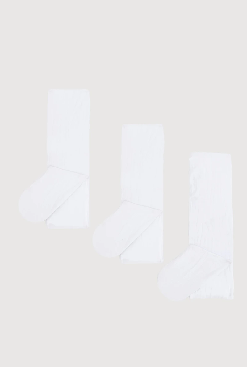 Little Girls Basic Footed Tights 3 Pack Size 4-6, White