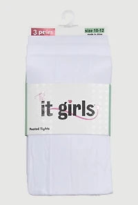 Girls Footed Tights 3 Pack Size 10-12