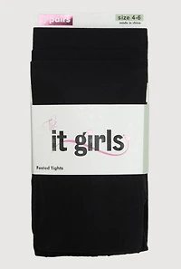 Little Girls Opaque Footed Tights 3 Pack Size 4-6, Black