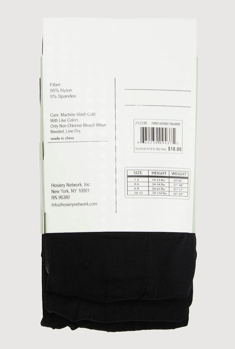 Little Girls Opaque Footed Tights 3 Pack Size 4-6, Black