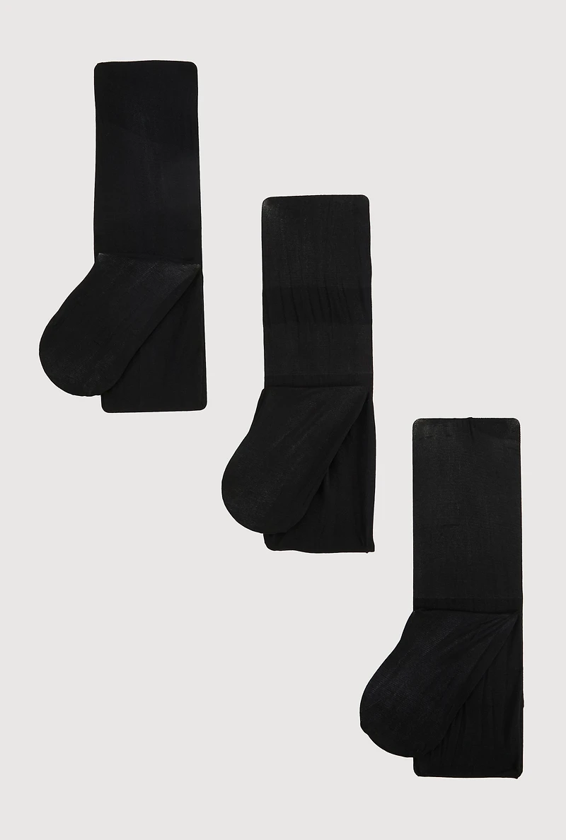 Girls Opaque Footed Tights 3 Pack Size 10-12, Black