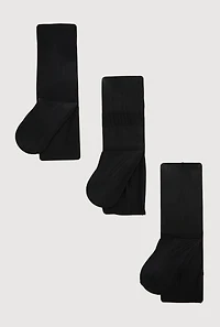 Girls Opaque Footed Tights 3 Pack Size 10-12, Black