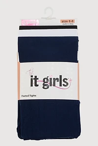 Girls Assorted Footed Tights 3 Pack Size 6-8, Multi