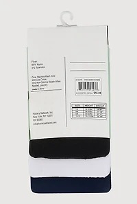 Girls Basic Footed Tights 3 Pack Size 10-12, Multi
