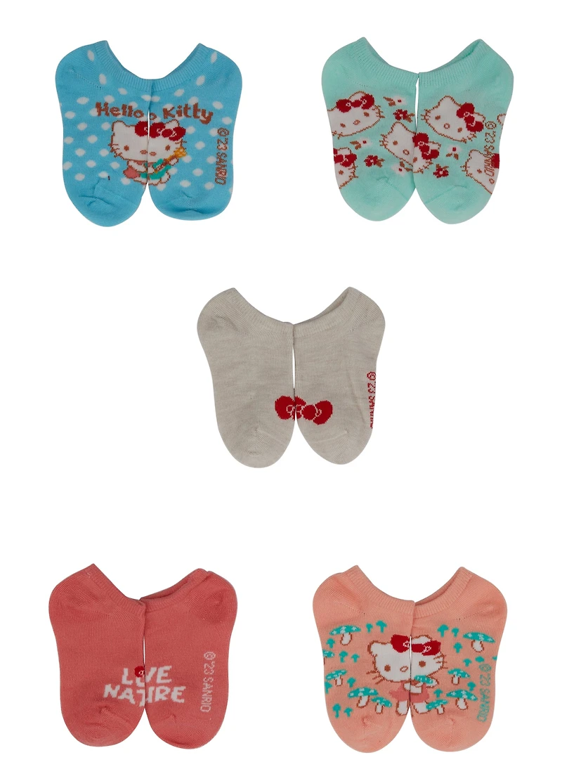 Girls Cat Graphic Print Socks 5 Pack, Multi