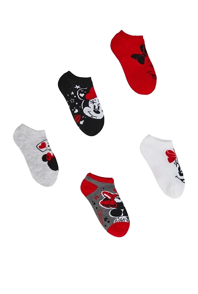 Toddler Girls Minnie Mouse Socks 5 Pack, Red