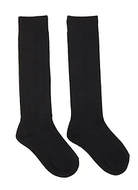 Girls 6-3 Knee High Cable Knit Socks 2 Pack, Black