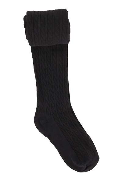Girls Solid Basic Cable Knit Tights