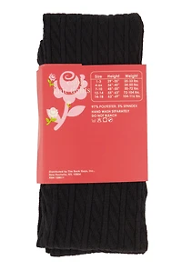 Girls Solid Basic Cable Knit Tights, Blue