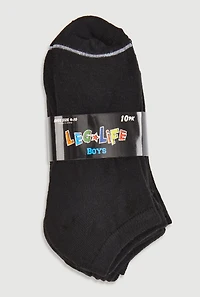 Boys Contrast Trim Ankle Socks 10 Pack, Black