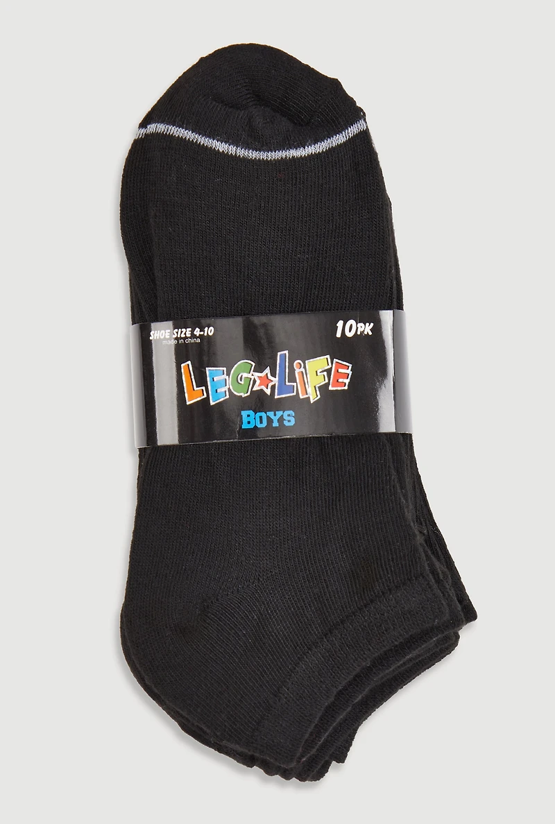 Boys Contrast Trim Ankle Socks 10 Pack,