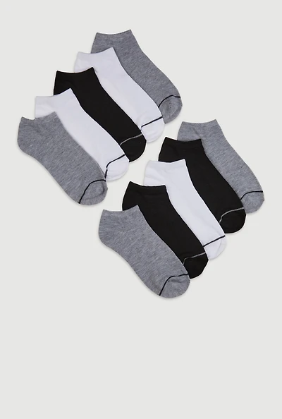 Boys Contrast Trim Ankle Socks 10 Pack, Multi