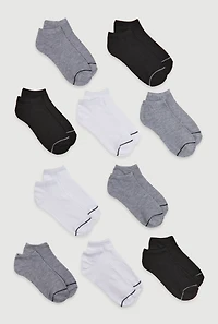 Boys Contrast Trim Ankle Socks 10 Pack, Multi