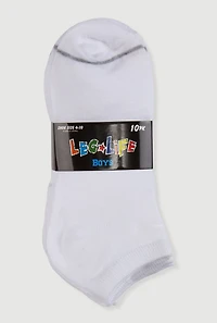 Boys Contrast Trim Ankle Socks 10 Pack