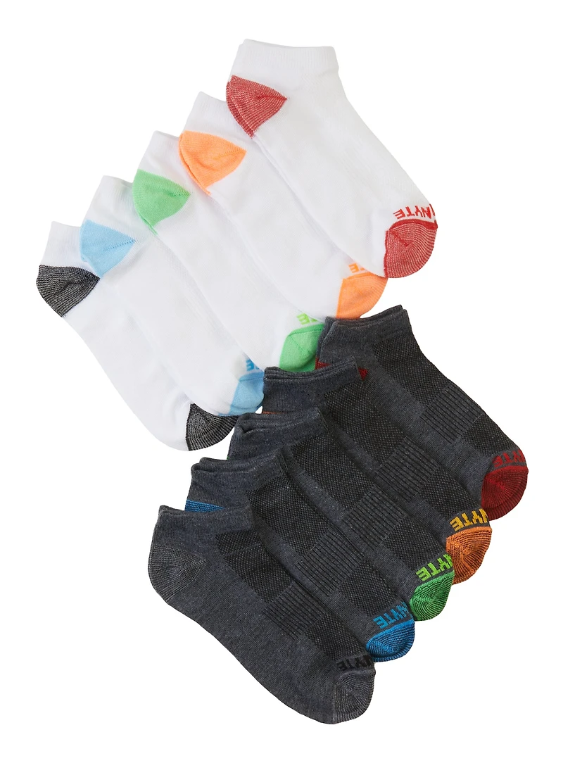 Boys 10 Pack Solid Low Cut Ankle Socks