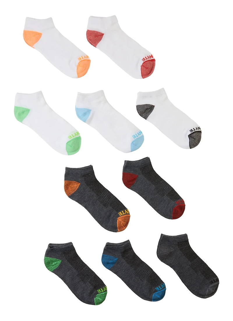 Boys 10 Pack Solid Low Cut Ankle Socks, Multi