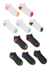 Boys 10 Pack Solid Low Cut Ankle Socks, Multi
