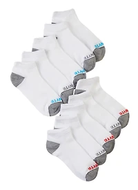 Boys 10 Pack Solid Low Cut Ankle Socks, White