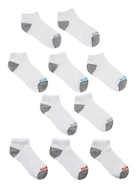 Boys 10 Pack Solid Low Cut Ankle Socks, White
