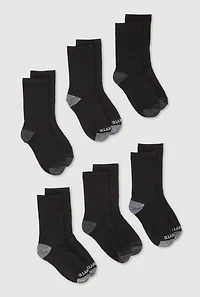 Boys Color Block Crew Socks 6 Pack, Black