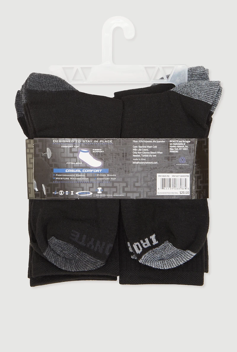 Boys Color Block Crew Socks 6 Pack, Black