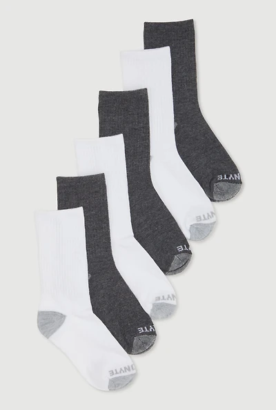 Boys Color Block Crew Socks 6 Pack, Multi